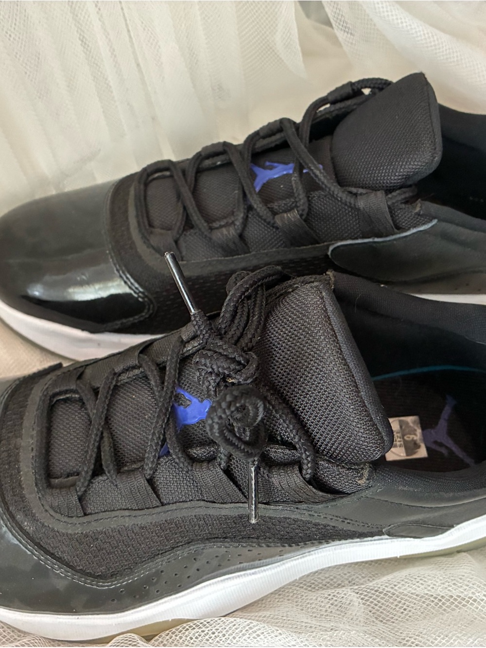 Jordan Men's Black Sneakers with Blue Jumpman Accent